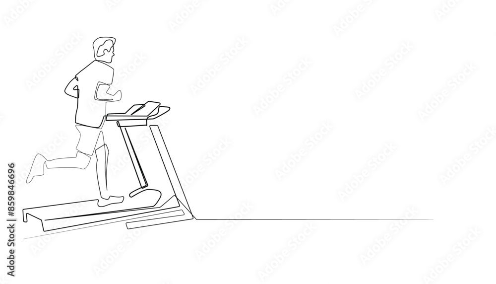 line art of man exercising running on a tredmill board.one line drawing of man exercising in the gym or at home.single line vector illustration. line art of man exercising running on a tredmill board.one line drawing of man exercising in the gym or at home.single line vector illustration.