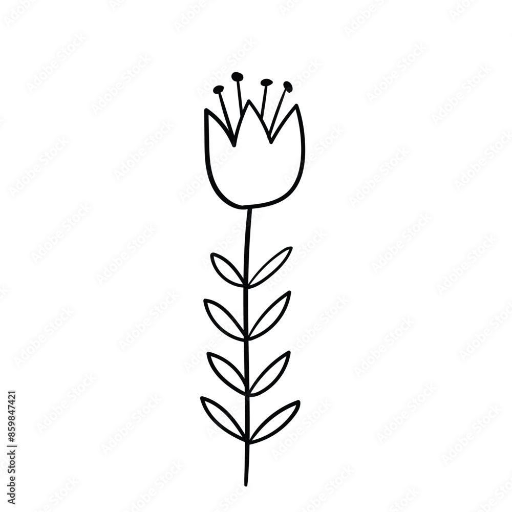 Hand drawn simple flower outline Hand drawn simple flower outline
