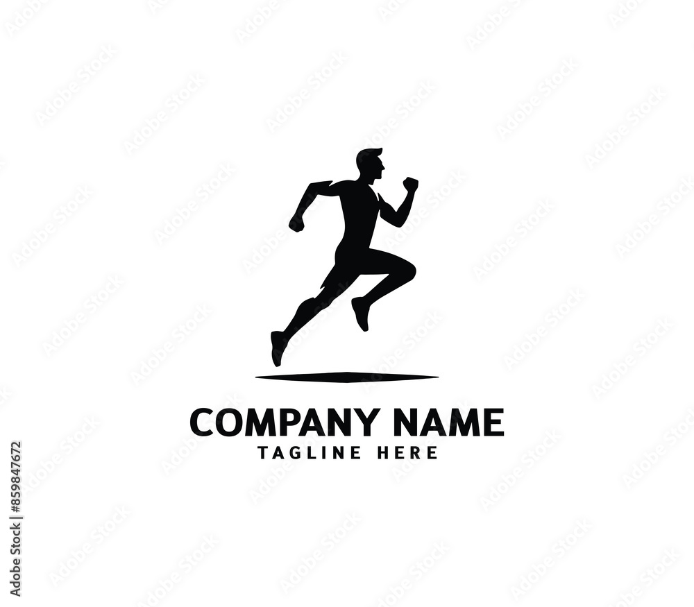 Running Man silhouette logo. Marathon logo black. Speed Running Concept. Running club sports vector Running Man silhouette logo. Marathon logo black. Speed Running Concept. Running club sports vector