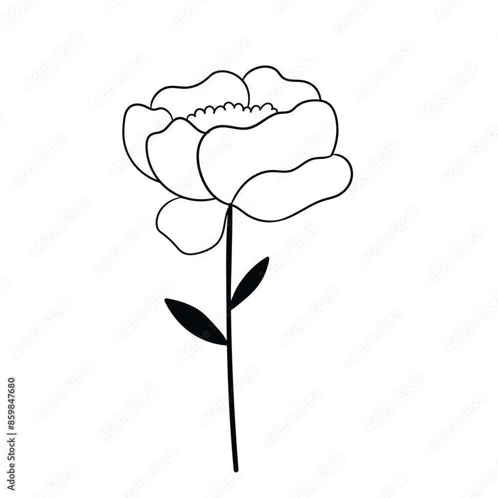 Hand drawn simple flower outline Hand drawn simple flower outline