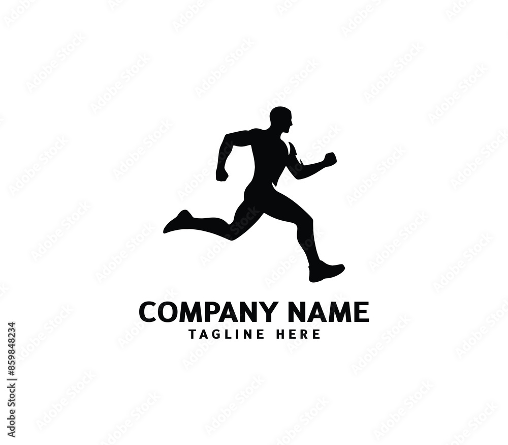 Running Man silhouette logo. Marathon logo black. Speed Running Concept. Running club sports vector Running Man silhouette logo. Marathon logo black. Speed Running Concept. Running club sports vector