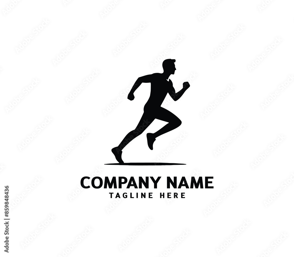 Running Man silhouette logo. Marathon logo black. Speed Running Concept. Running club sports vector Running Man silhouette logo. Marathon logo black. Speed Running Concept. Running club sports vector