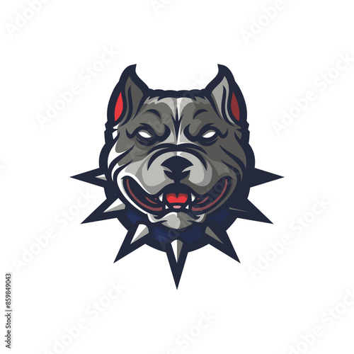 Vector illustration Angry bulldog mascot head, on a white background