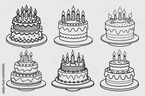 Print birthday cake vector illustration