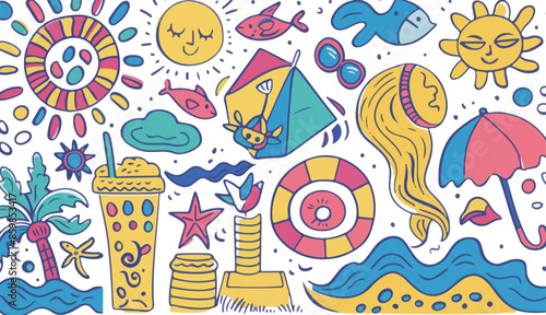 Bright Beach Day Doodles