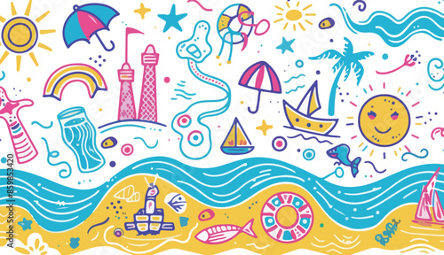 Bright Beach Day Doodles