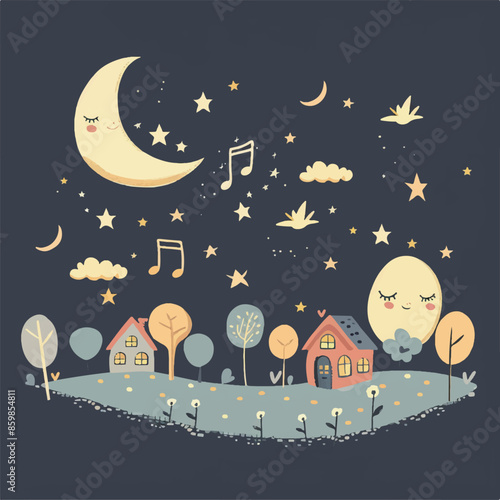 Dreamy Nighttime Village