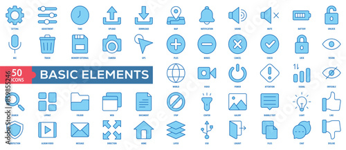 Basic Elements Icon Collection Set. Easy To Use, Easy To Edit And Simple Line Vector Icons.