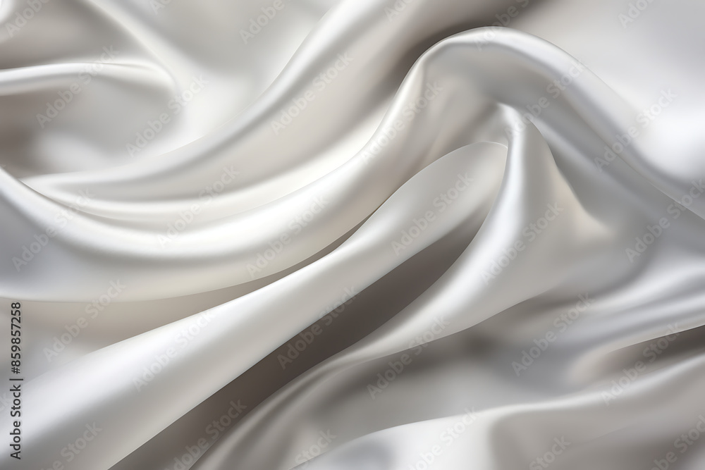 Naklejka premium Closeup of rippled white satin fabric silk texture background