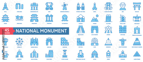 National Monument Icon Collection Set. Easy To Use, Easy To Edit And Simple Line Vector Icons.