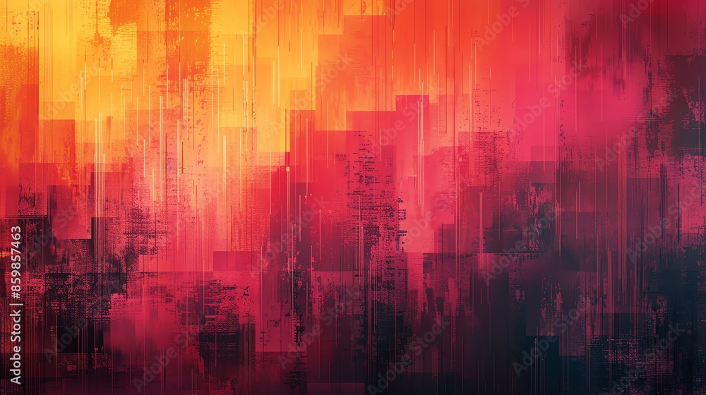 Fototapeta premium A digital abstract wallpaper with pixelated patterns and glitch effects, giving a modern and edgy vibe