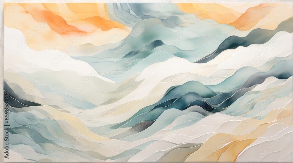 watercolor painting of undulating waves watercolor painting of undulating waves
