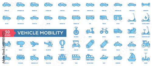 Vehicle Mobility Icon Collection Set. Easy To Use, Easy To Edit And Simple Line Vector Icons.