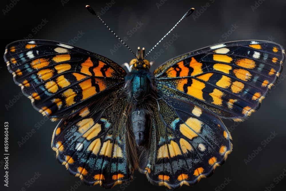 Close-Up of a Vibrant Butterfly with Intricate Patterns Close-Up of a Vibrant Butterfly with Intricate Patterns