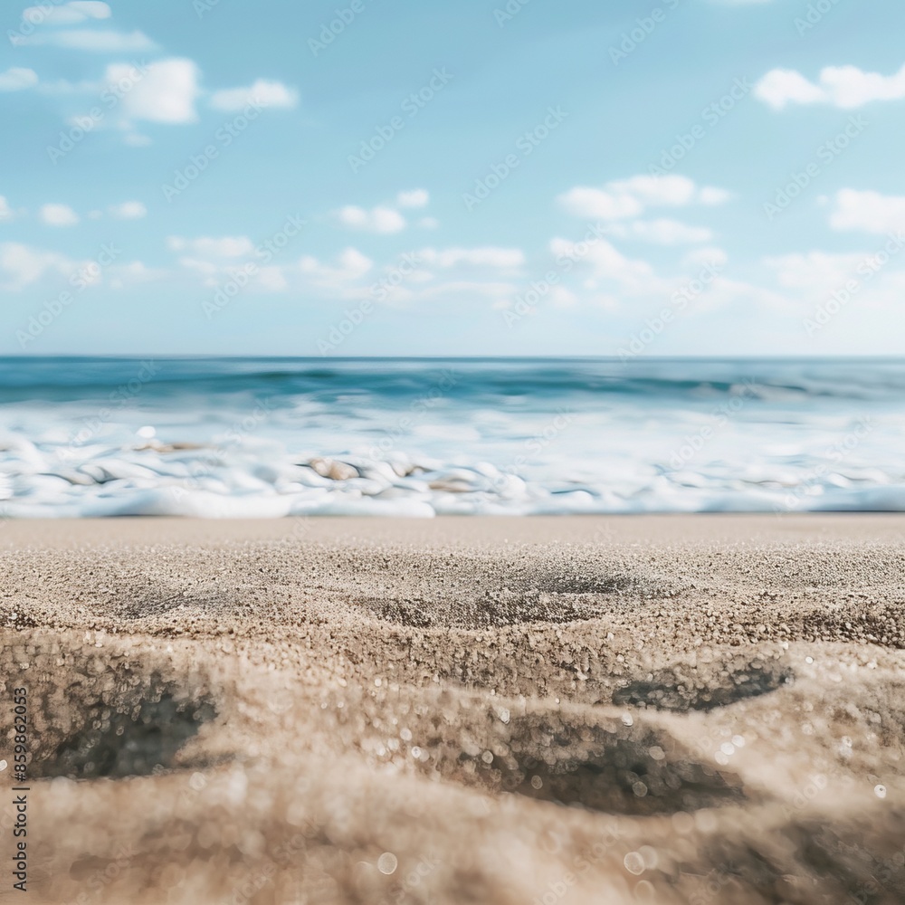 Sandy Beach and Ocean Under Blue Sky Sandy Beach and Ocean Under Blue Sky