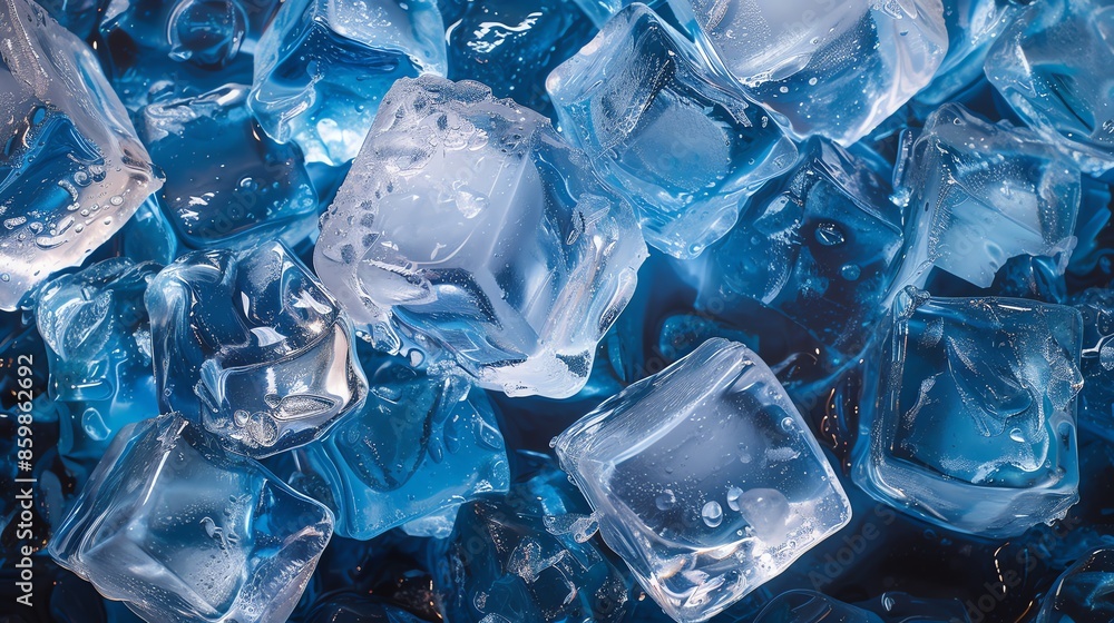 Close up of ice cubes in a glass. Close up of ice cubes in a glass.
