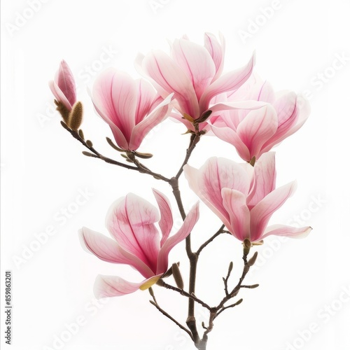 Pink Flowers on White Background