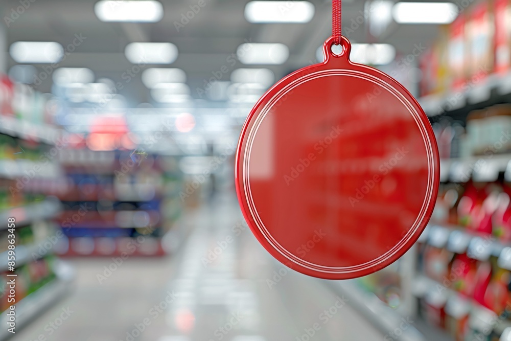 Promotion Marker. Transparent Crimson Circular Grocery Display Dangler ...