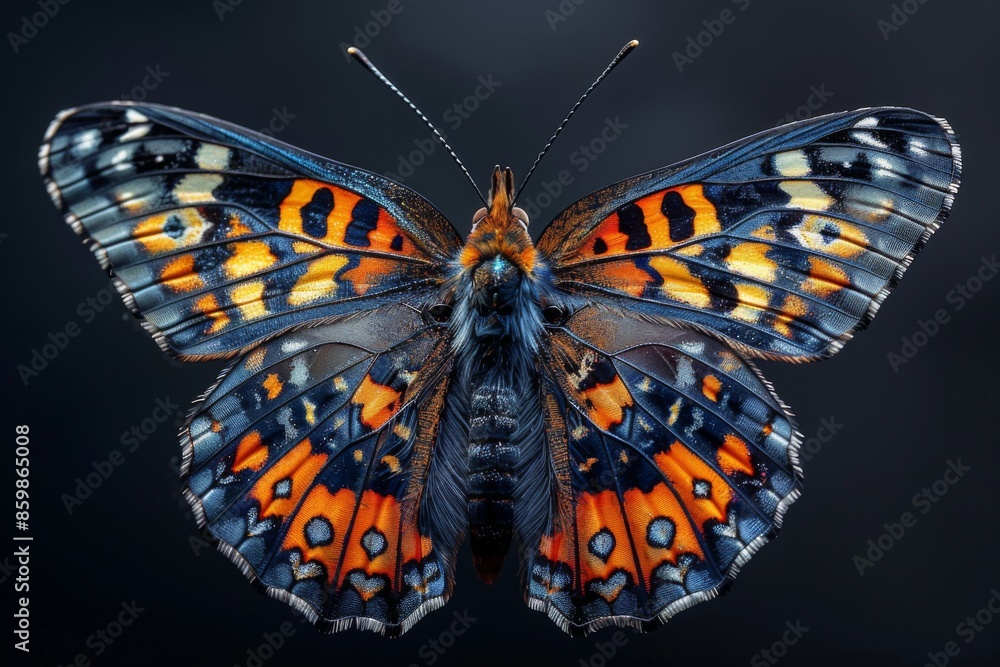 Naklejka premium Close-up of a Vibrant Butterfly with Intricate Wing Patterns