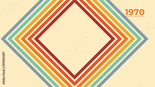 Abstract retro 70s background vector. Colorful vintage 1970 stylish wallpaper with lines, stripes, curve, circle shapes. Illustration design suitable for poster, banner, decorative, wall art