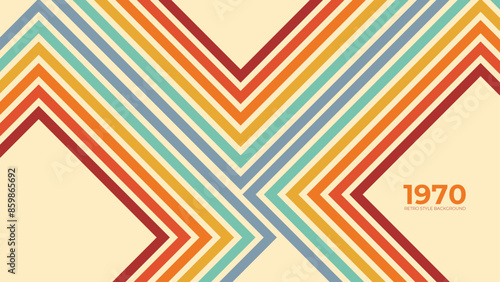 Abstract retro 70s background vector. Colorful vintage 1970 stylish wallpaper with lines, stripes, curve, circle shapes. Illustration design suitable for poster, banner, decorative, wall art