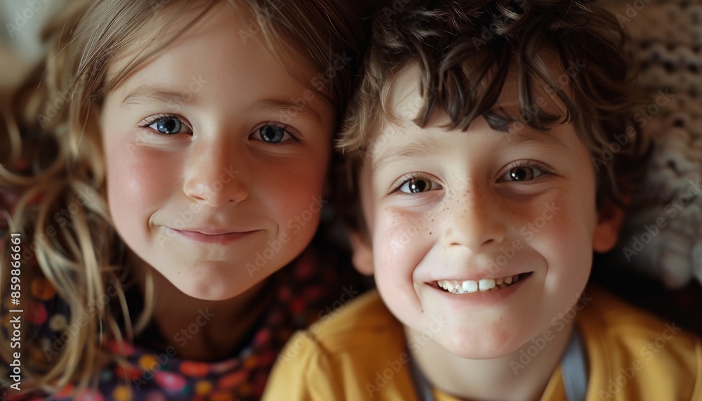 Close-Up of Two Smiling Children Close-Up of Two Smiling Children