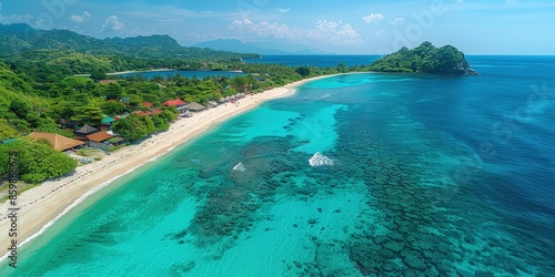 Aerial View of Tropical Island Beach
