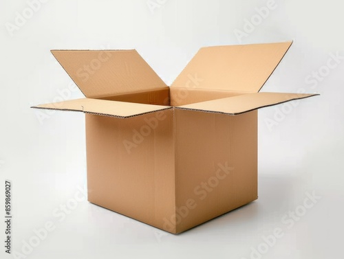 Open Cardboard Box on White Background