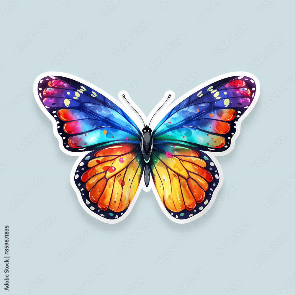 Cute butterfly on a White Canvas Sticker. Cute butterfly on a White Canvas Sticker.