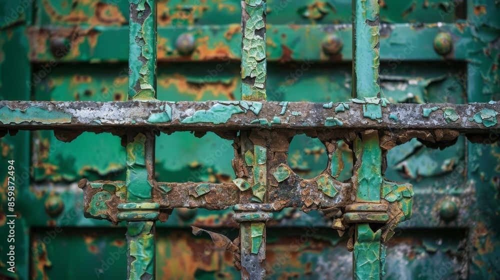 Weathered Green Paint on Metal Surface Weathered Green Paint on Metal Surface