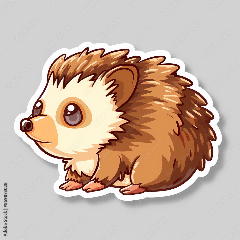 Cute Hedgehog on a White Canvas Sticker. Cute Hedgehog on a White Canvas Sticker.