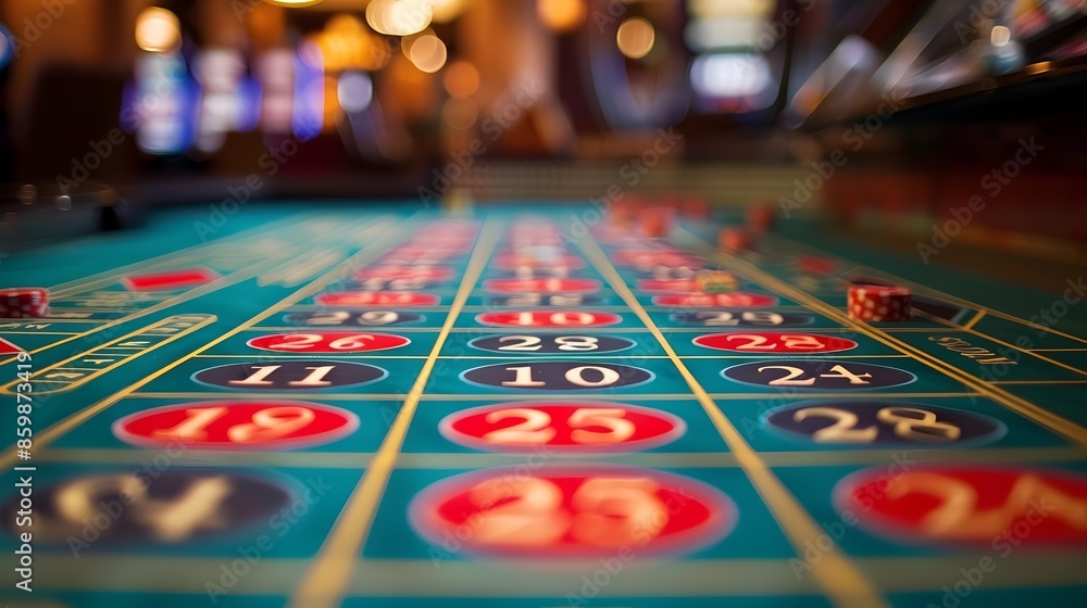 Defocused View of Roulette Table in Atlantic City with Ample Copy Space