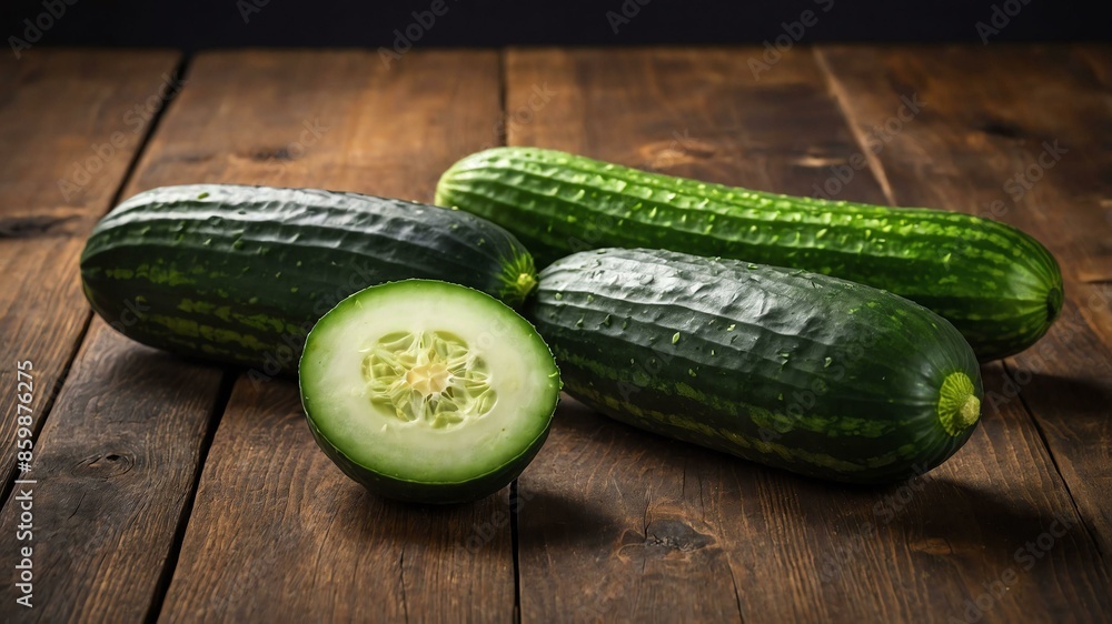 cucumber vegetable in wooden table cucumber vegetable in wooden table