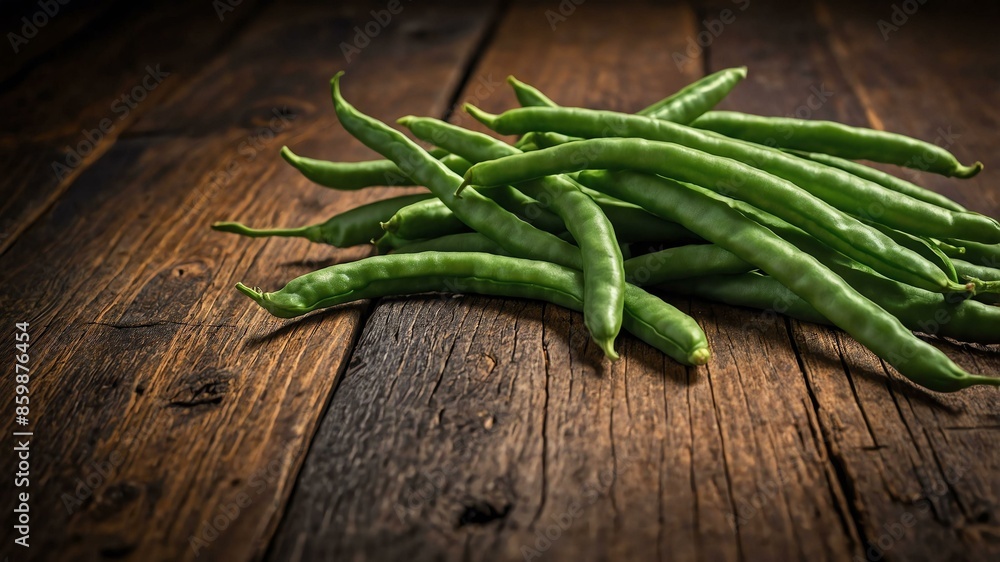 green beans vegetable in wooden table green beans vegetable in wooden table