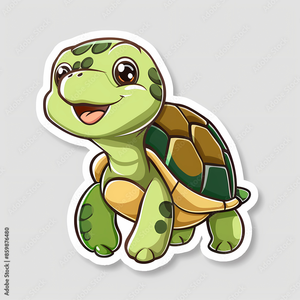 Obraz premium Cute turtle on a White Canvas Sticker.