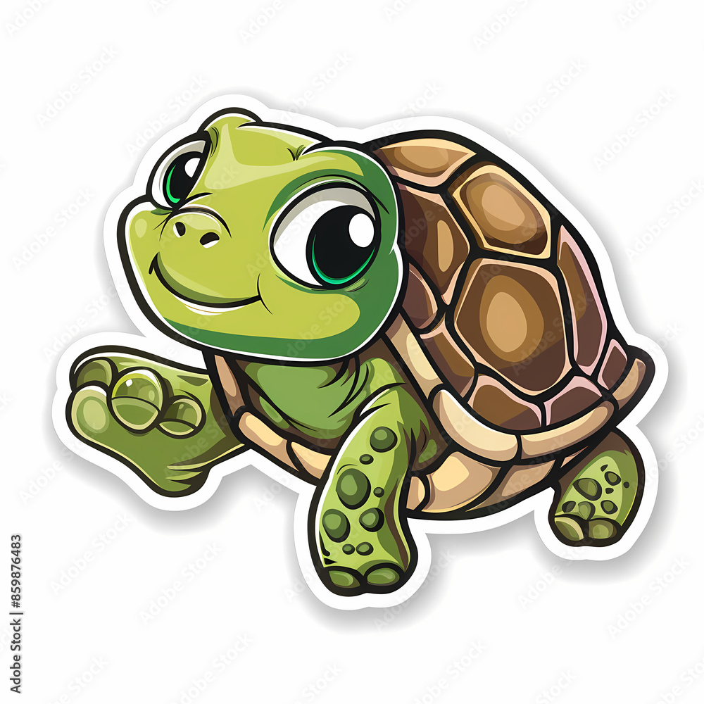 Cute turtle on a White Canvas Sticker. Cute turtle on a White Canvas Sticker.