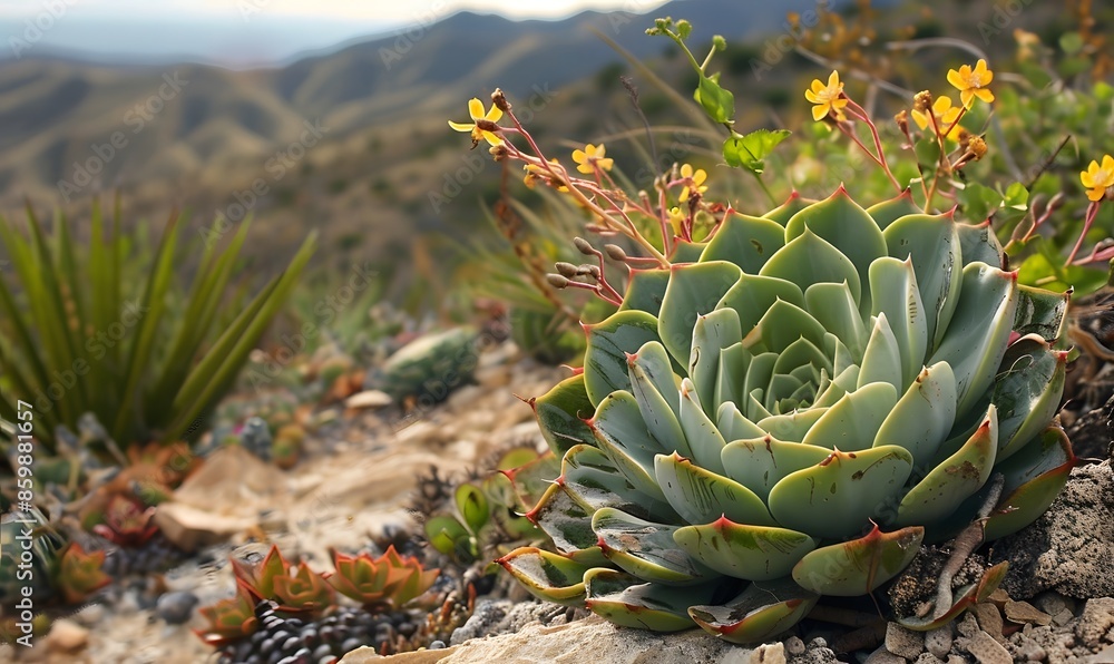 A large succulent plant that stands out in the dry plains, Generative AI A large succulent plant that stands out in the dry plains, Generative AI