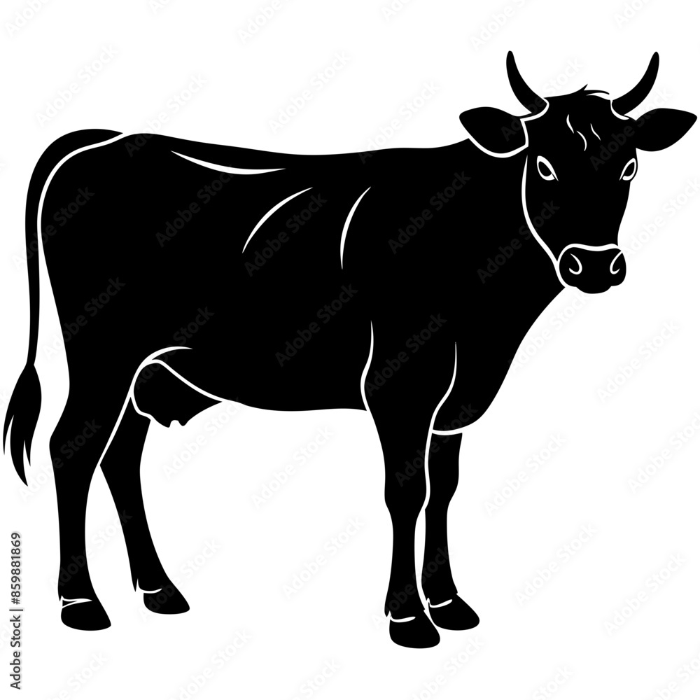 simple black cow silhouette vector, white background simple black cow silhouette vector, white background