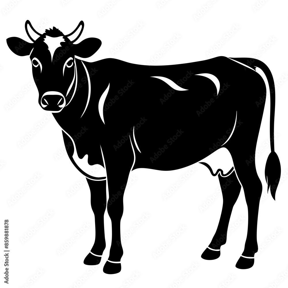 simple black cow silhouette vector, white background simple black cow silhouette vector, white background