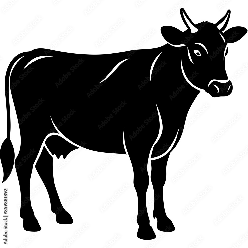 simple black cow silhouette vector, white background simple black cow silhouette vector, white background