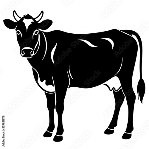 simple black cow silhouette vector, white background