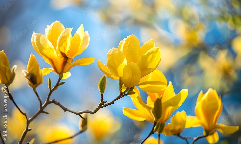 Magnificent yellow magnolia, Generative AI Magnificent yellow magnolia, Generative AI