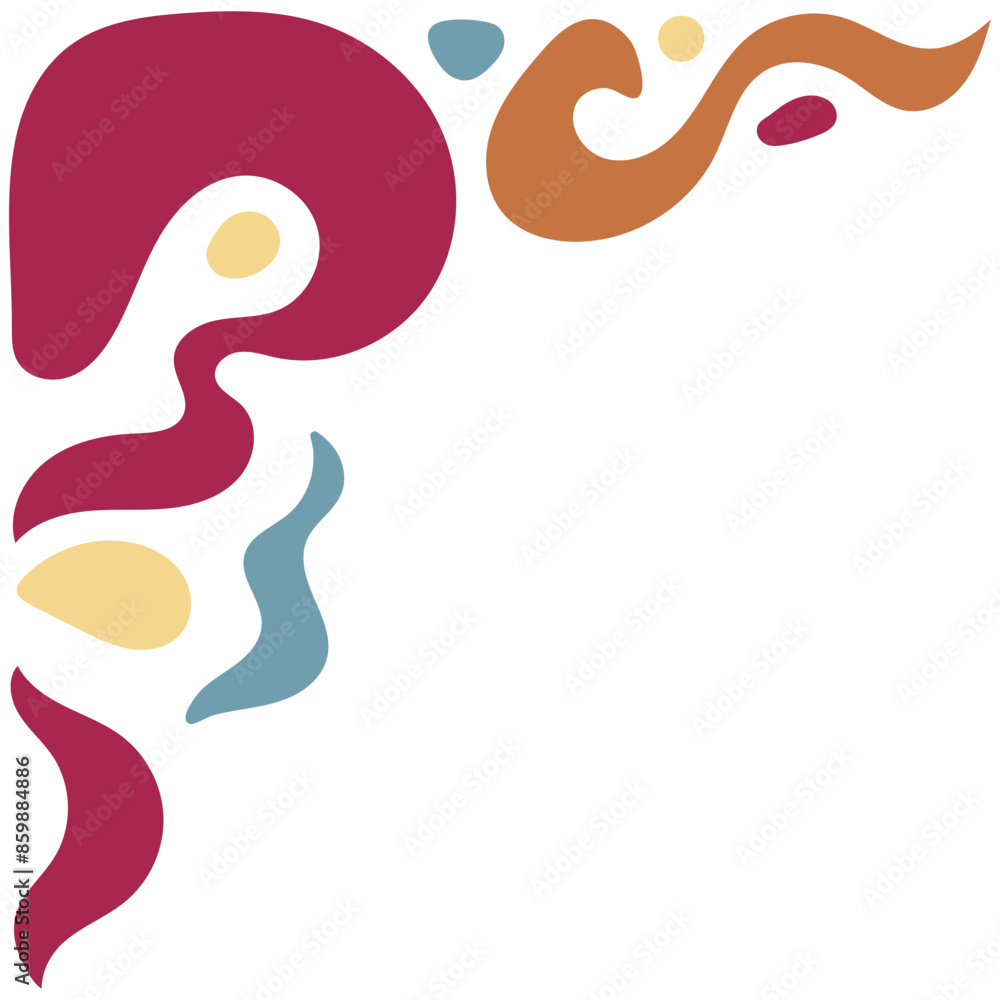 Fototapeta premium Retro Groovy Corner Border in Abstract Style. Vector Illustration on White Background.