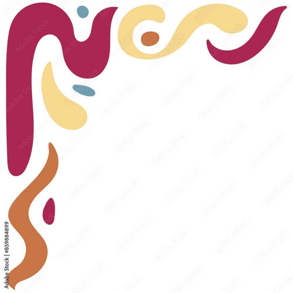 Fototapeta premium Retro Groovy Corner Border in Abstract Style. Vector Illustration on White Background.