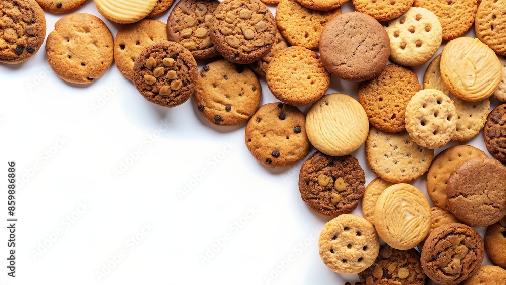 Cookies biscuit on white background, biscuit, cookies, bakery, dessert, sweet, snack, delicious, tasty, white background, baked goods, food, treat, round, crunchy, homemade, traditional
