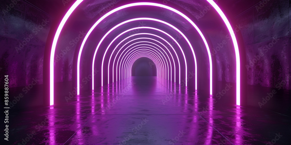 Futuristic Neon Tunnel with Blue and Purple Light Futuristic Neon Tunnel with Blue and Purple Light