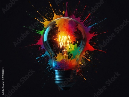 Visualizing Creativity: Explosive Light Bulb Art with Dynamic Colors| Generative AI