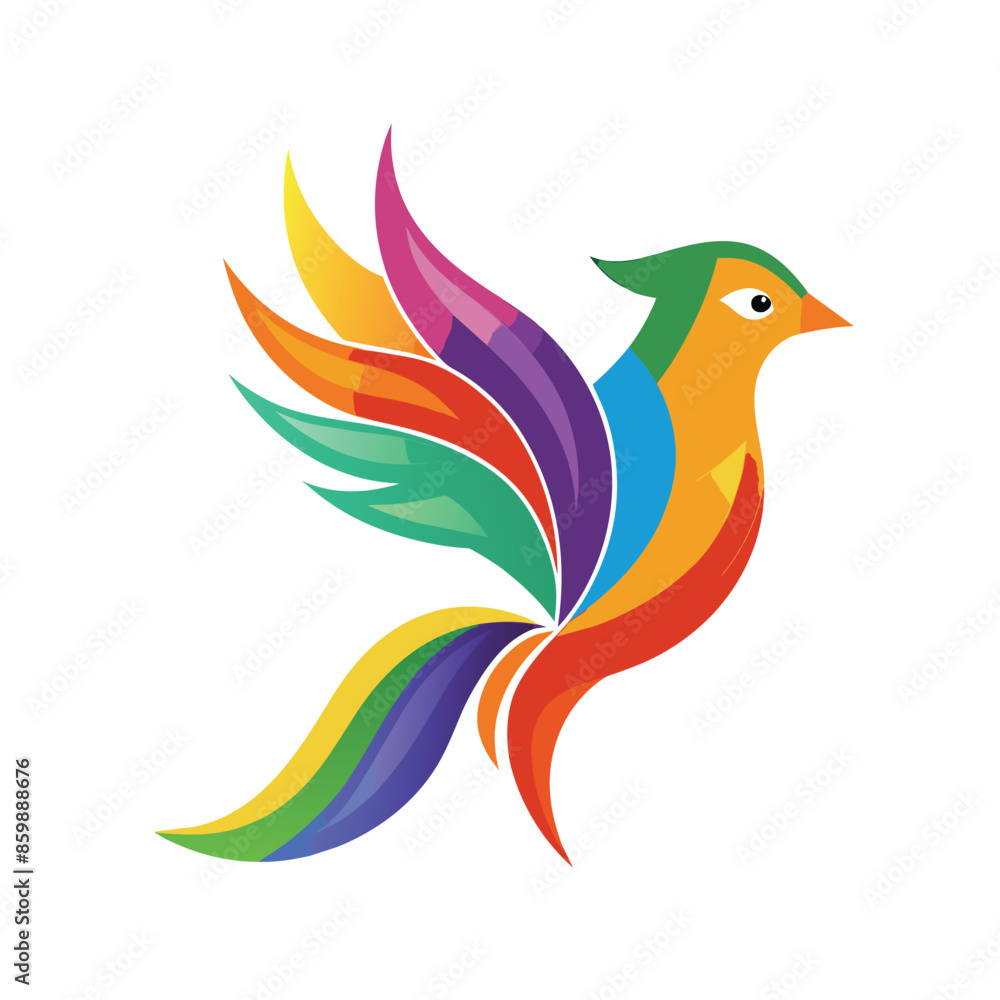 A colorful, abstract bird logo illustration on a white background. The bird is designed with vibrant colors in a simple, stylized, and minimalist design. A colorful, abstract bird logo illustration on a white background. The bird is designed with vibrant colors in a simple, stylized, and minimalist design.