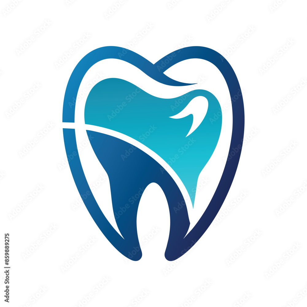 A simple, abstract illustration of a tooth in a blue gradient color scheme. The tooth is depicted in a modern, stylized design, with a single line representing the outline. A simple, abstract illustration of a tooth in a blue gradient color scheme. The tooth is depicted in a modern, stylized design, with a single line representing the outline.
