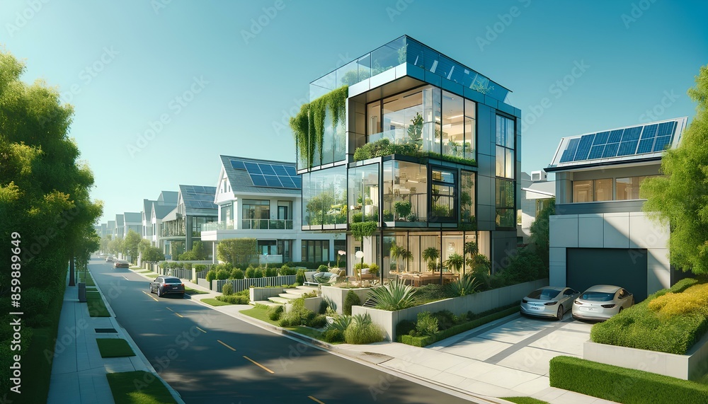Obraz premium Luxury Residential Architecture: New Houses and Homes in Real Estate with Stunning Exterior Building Designs,House, Home, Building, Architecture, Exterior, Houses, Residential, Real Estate, New, Luxur